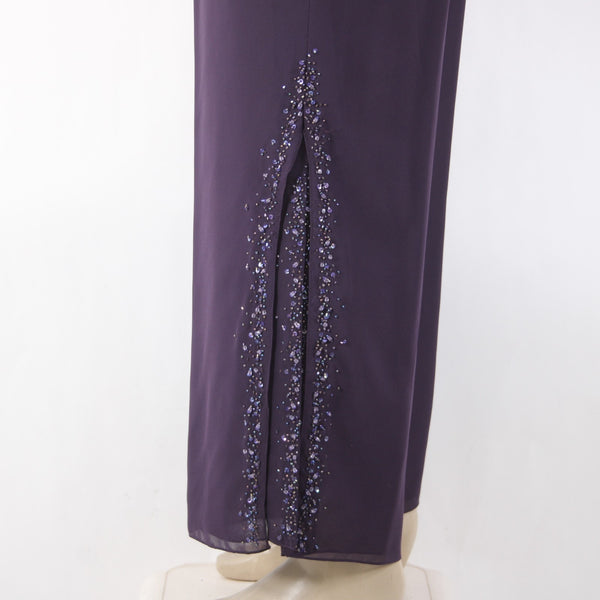 Timeless Collection Pant Suit Sz 16 Purple Beaded Sequin 3 PCS 100% Poly Suit