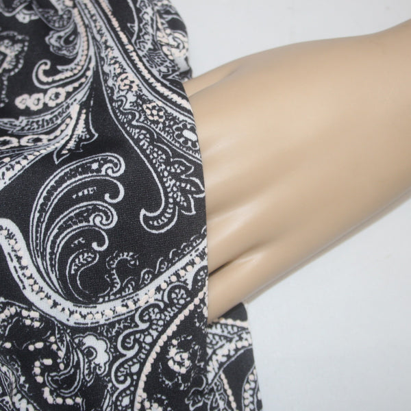 Apt 9 Dress Sz XL Black White Peach UnLined Pockets Polyester Spandex Dress