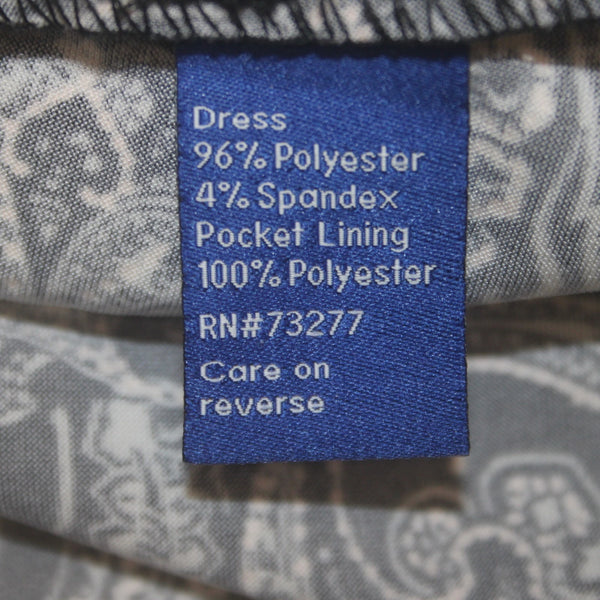 Apt 9 Dress Sz XL Black White Peach UnLined Pockets Polyester Spandex Dress