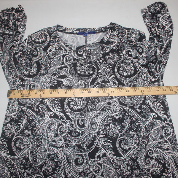 Apt 9 Dress Sz XL Black White Peach UnLined Pockets Polyester Spandex Dress