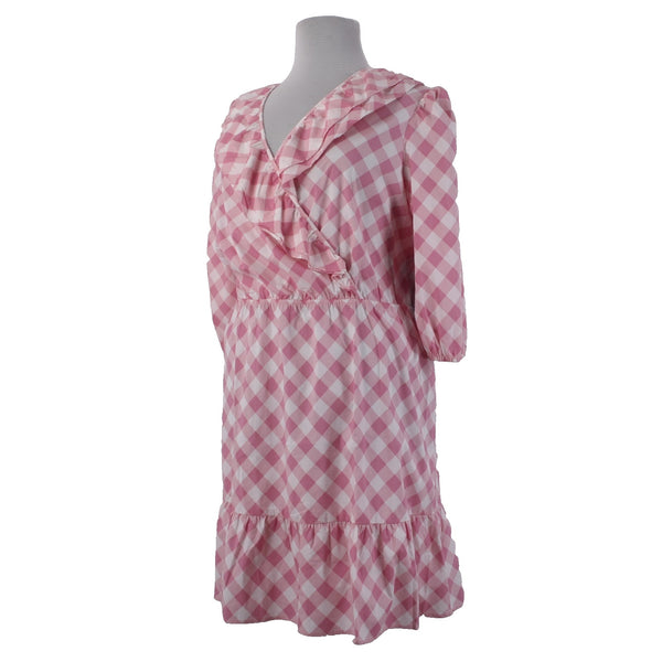 The Pioneer Woman Dress NEW Surplice Sz 1X Pink White Gingham Spring Rose Cotton