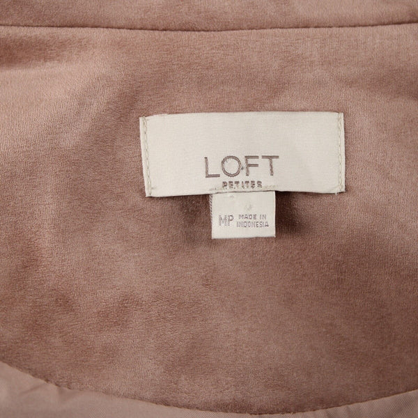 Loft Petites Sz MP Mauve Pink Lined Zip Pockets Faux Suede Poly Spandex Jacket
