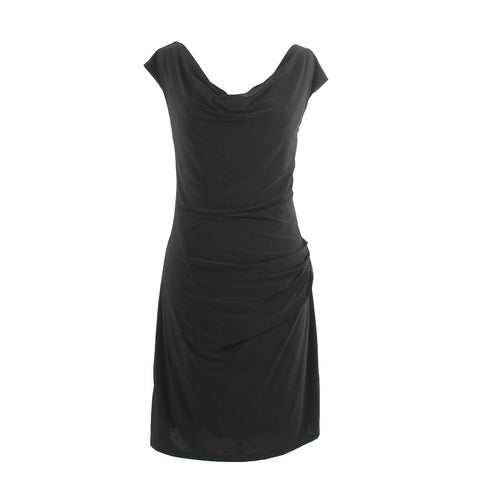 Allen Schwartz Prive NEW Black Lined Cowl Side Ruch Poly Blend Dress