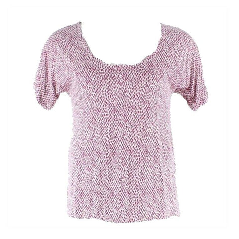 Lilka Sz L White Magenta Black White Gather Back Scoop Neck Cotton Modal Top