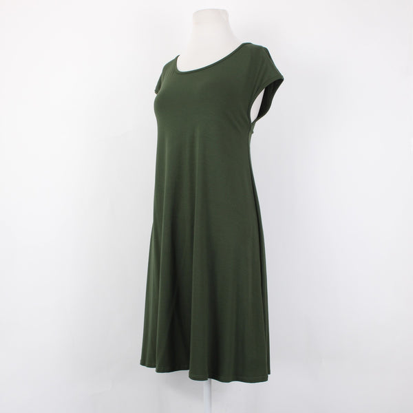 Aline Dress NEW $88 Sz M Green Open Back Unlined Hawaii Made Rayon Spandex Dress
