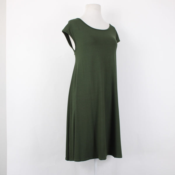 Aline Dress NEW $88 Sz M Green Open Back Unlined Hawaii Made Rayon Spandex Dress