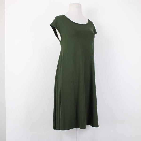 Aline Dress NEW $88 Sz M Green Open Back Unlined Hawaii Made Rayon Spandex Dress