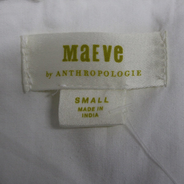 Maeve NEW $120 Sz S White Eyelet Ruffle & Sleeve Detail 100% Cotton Top