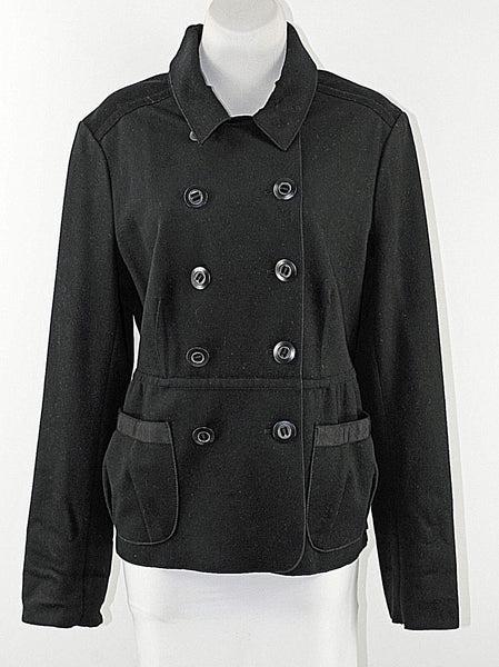 Magaschoni Sz 12? Black Cashmere Blend? Button Peplum Back Collar Tie Jacket