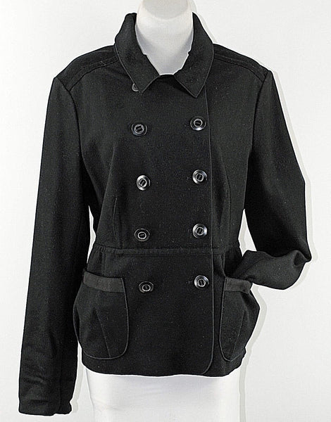 Magaschoni Sz 12? Black Cashmere Blend? Button Peplum Back Collar Tie Jacket