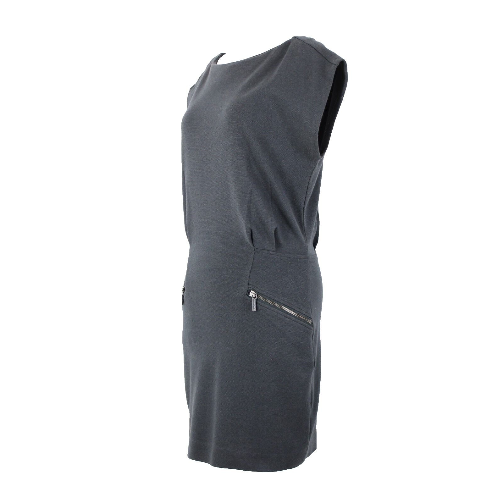 Michael Kors Sz 6 Gray Zipper Detail Unlined Pockets Cotton Rayon Dress