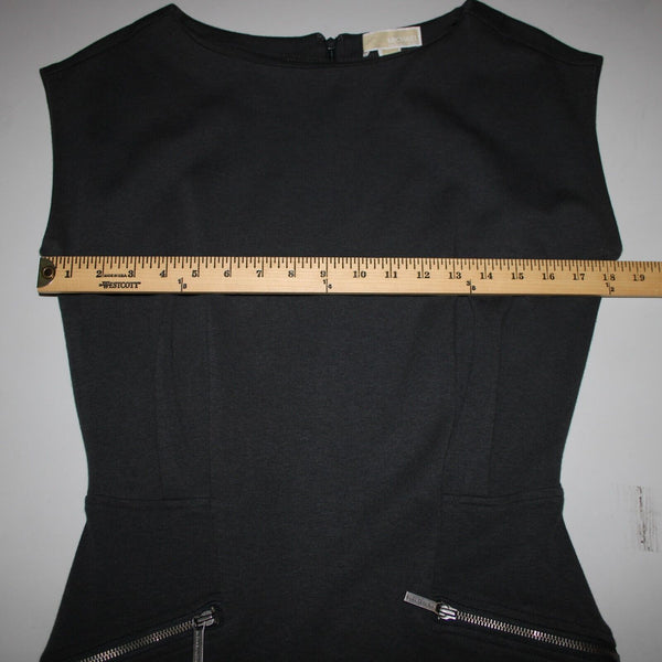 Michael Kors Sz 6 Gray Zipper Detail Unlined Pockets Cotton Rayon Dress