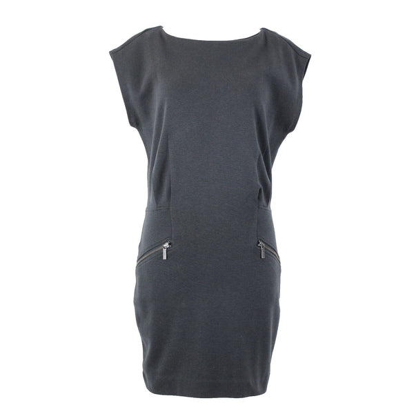 Michael Kors Sz 6 Gray Zipper Detail Unlined Pockets Cotton Rayon Dress