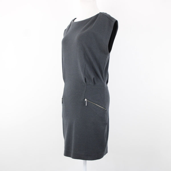 Michael Kors Sz 6 Gray Zipper Detail Unlined Pockets Cotton Rayon Dress
