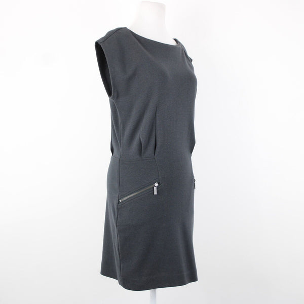 Michael Kors Sz 6 Gray Zipper Detail Unlined Pockets Cotton Rayon Dress