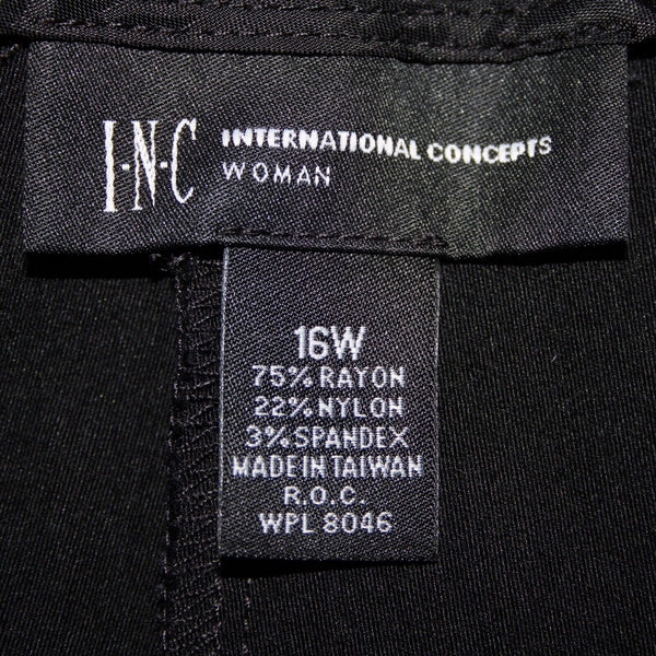 INC NEW $79 Sz 16W x 30 Black Pockets Cotton Lycra Spandex Casual Pant
