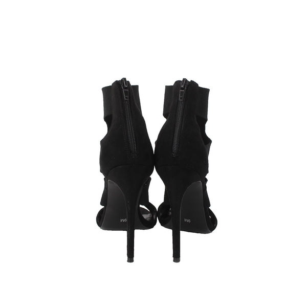 Steve Madden Heels Sz 9M Black Stretchy Ankle Zip Open Toe Knit 5" Heels