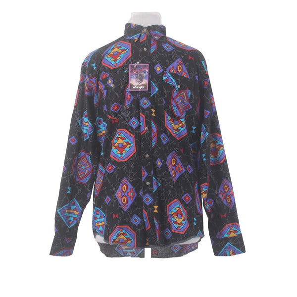 Wrangler Shirt NEW Sz XL Black Multi Colored Cowbody Cut Reg Fit 100% Cotton