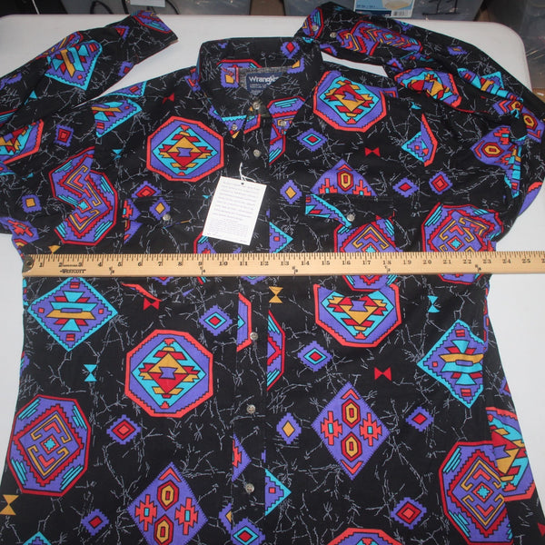 Wrangler Shirt NEW Sz XL Black Multi Colored Cowbody Cut Reg Fit 100% Cotton