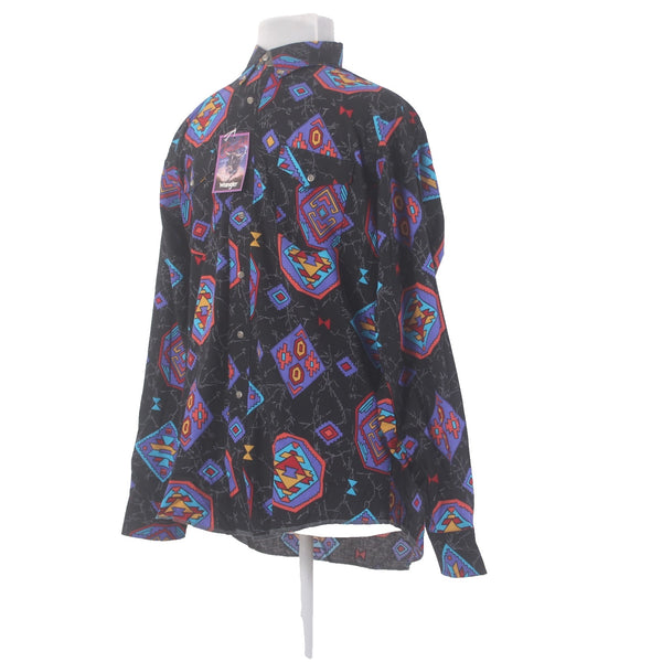 Wrangler Shirt NEW Sz XL Black Multi Colored Cowbody Cut Reg Fit 100% Cotton