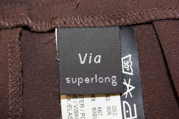 Via NEW Sz 42 x 34" Brown Polyester Viscose Blend Super Long Trouser Pant