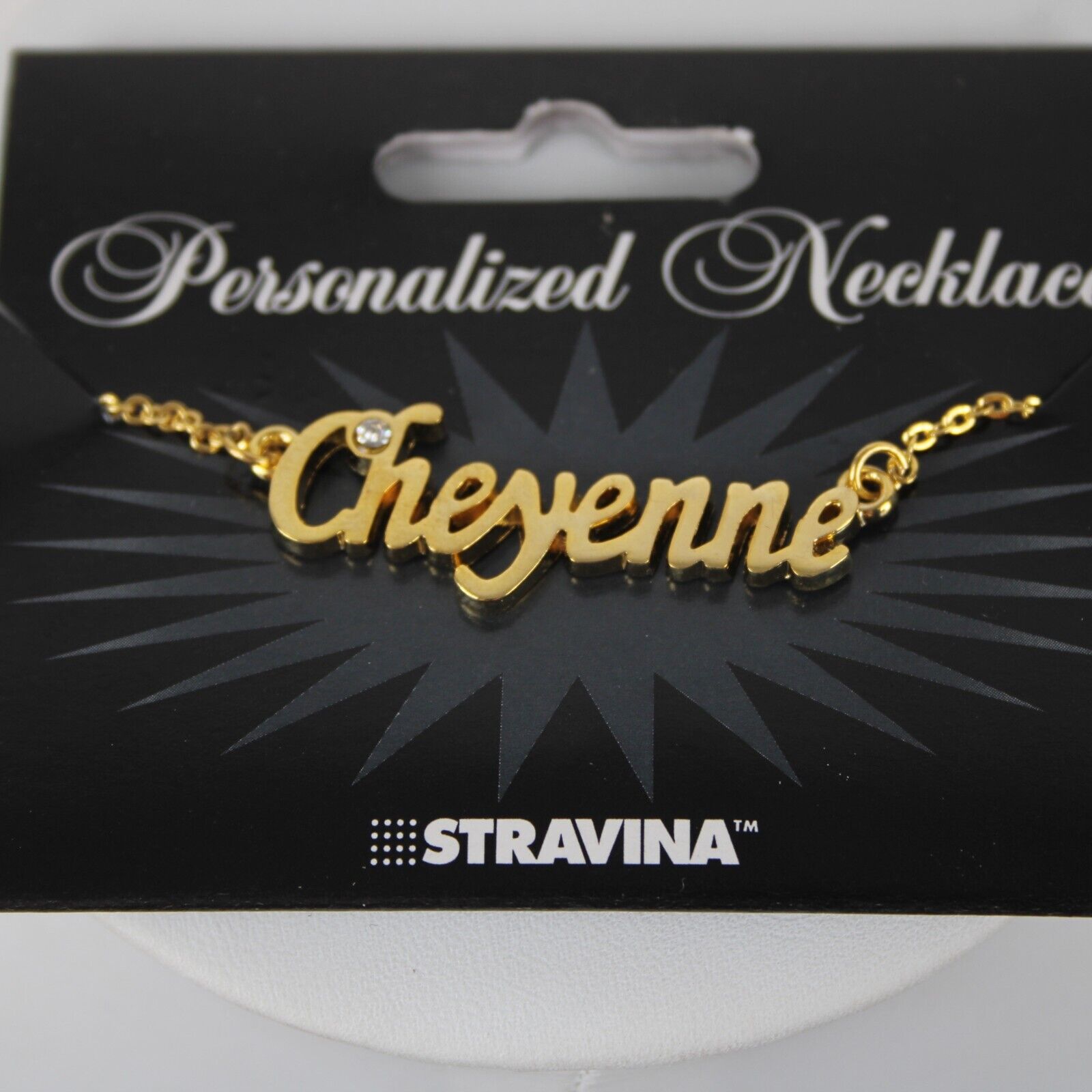 CHEYENNE NEW Name Goldtone Rhinestone Accent 14.5" w 4.5" Multi Ring Ex Necklace
