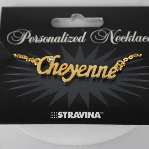 CHEYENNE NEW Name Goldtone Rhinestone Accent 14.5" w 4.5" Multi Ring Ex Necklace