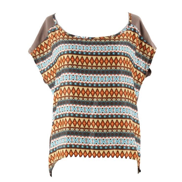 Available Sz L Brown Teal Multi Hi Lo 100% Polyester Tank Top