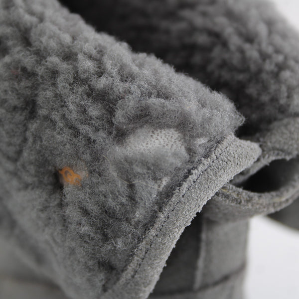 Ugg Kyra Sz 9 Gray Closed Toe Granite Suede Ankle 4" Wedge Boots