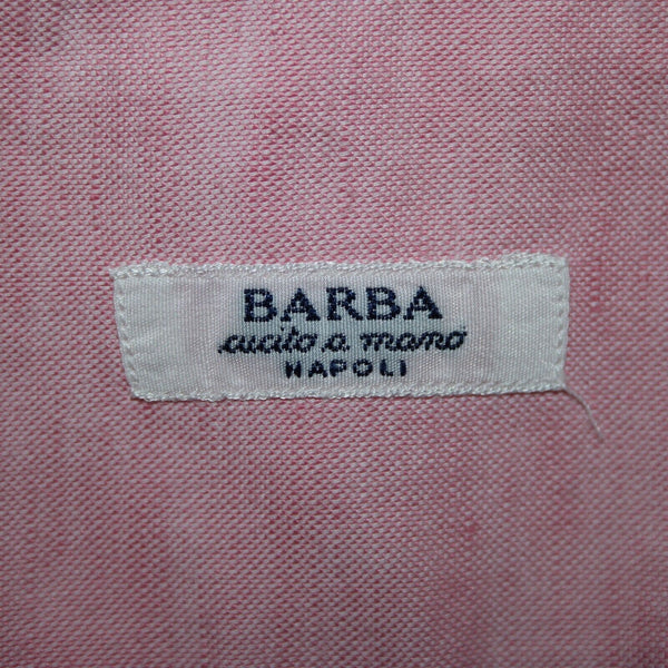 Barba Sz 16/41 Pink Collared 1/2 Button Up Short Sleeve Cotton Linen Shirt