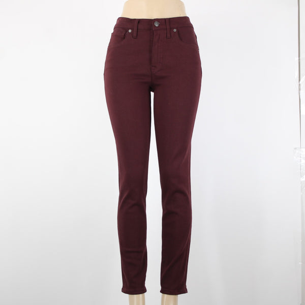 Madewell Sz 28 x 29 Burgundy Red High Rise Skinny Pockets Cotton Elastane Pant