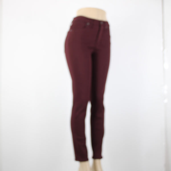 Madewell Sz 28 x 29 Burgundy Red High Rise Skinny Pockets Cotton Elastane Pant