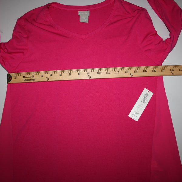 Chicos NEW $55 Summer Berry Sz 00P Pink Knit Woven Tunic Rayon Spandex Top