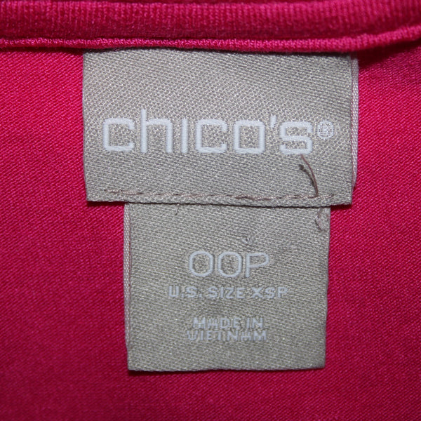 Chicos NEW $55 Summer Berry Sz 00P Pink Knit Woven Tunic Rayon Spandex Top
