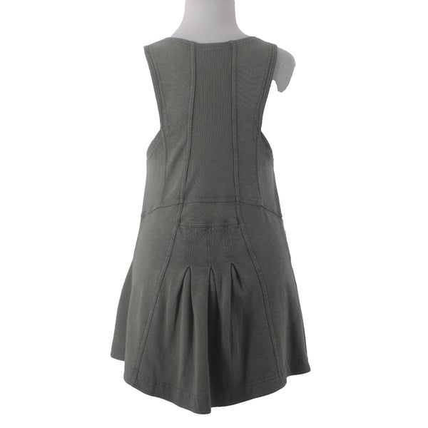 Daily Practice Dress Sz L Green Sleeveless V Neck Peplum Back 100% Cotton Dress