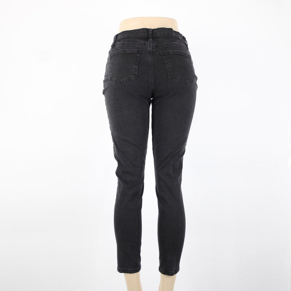 Vanilla Star Sz 11 x 26 Black Red Green Roses Embroid Cotton Spandex Capri Jeans