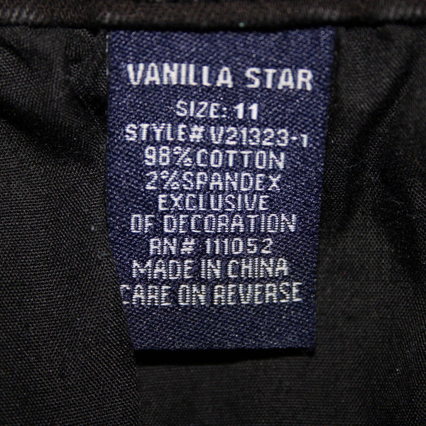 Vanilla Star Sz 11 x 26 Black Red Green Roses Embroid Cotton Spandex Capri Jeans