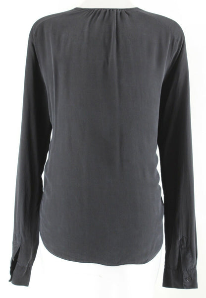 Rebecca Taylor Sz 8 Black Front Lace Sheer Patch Pocket No Fabric Label Top