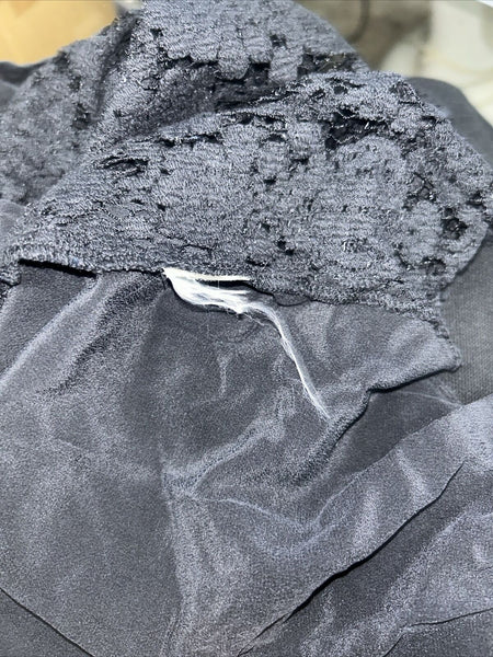 Rebecca Taylor Sz 8 Black Front Lace Sheer Patch Pocket No Fabric Label Top