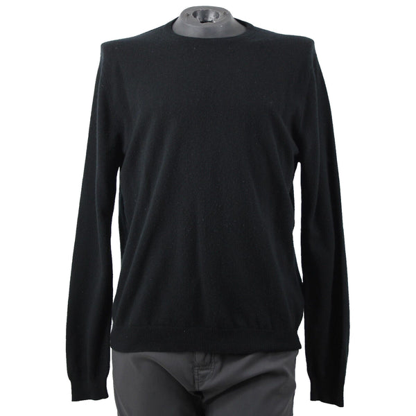 Malo Spa Sz 56 Black Long Sleeve 100% Cashmere Crew Neck Sweater AS IS Sweater