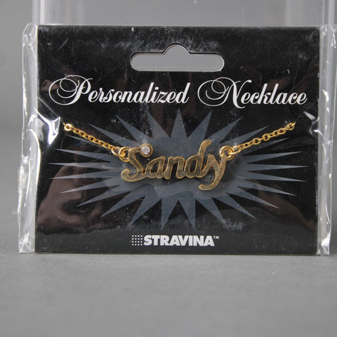 SANDY NEW Name Goldtone Rhinestone Accent 14.5" w 4.5 Multi Ring Ext Necklace