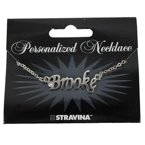 BROOKE Name NEW Silvertone Rhinestone 14.5" w 4.5" Multi Ring Extender Necklace