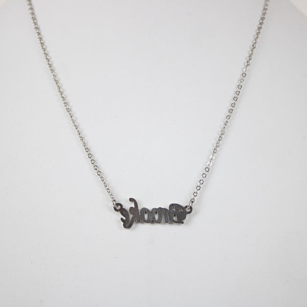 BROOKE Name NEW Silvertone Rhinestone 14.5" w 4.5" Multi Ring Extender Necklace