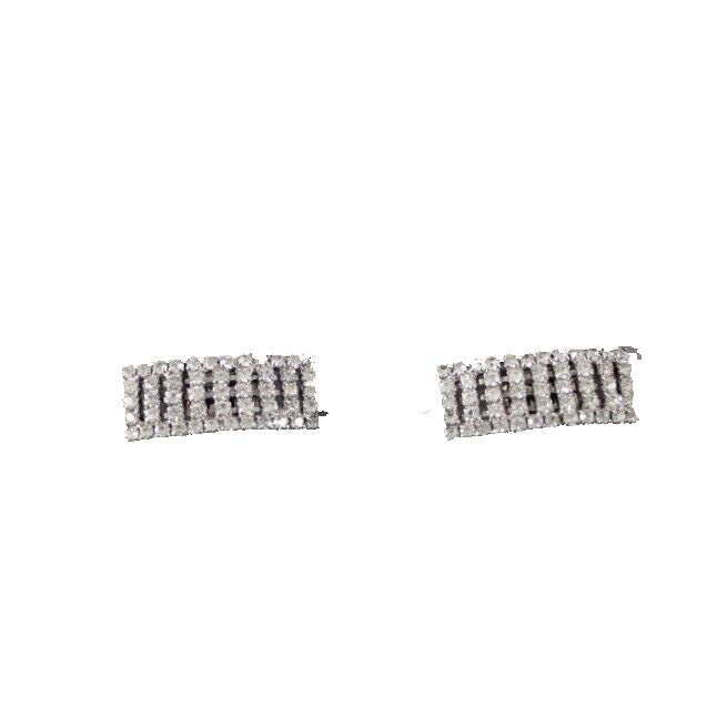 Shoe Clips Silvertone Rectangular Rhinestones 2.5" Shoe Clips