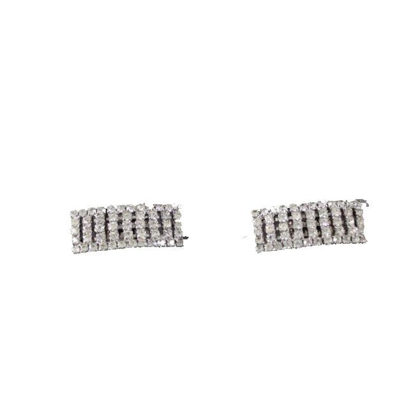Shoe Clips Silvertone Rectangular Rhinestones 2.5" Shoe Clips