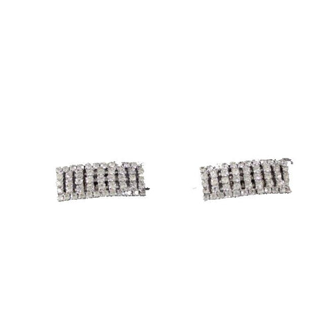 Shoe Clips Silvertone Rectangular Rhinestones 2.5" Shoe Clips