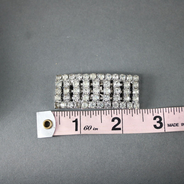 Shoe Clips Silvertone Rectangular Rhinestones 2.5" Shoe Clips
