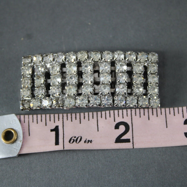 Shoe Clips Silvertone Rectangular Rhinestones 2.5" Shoe Clips