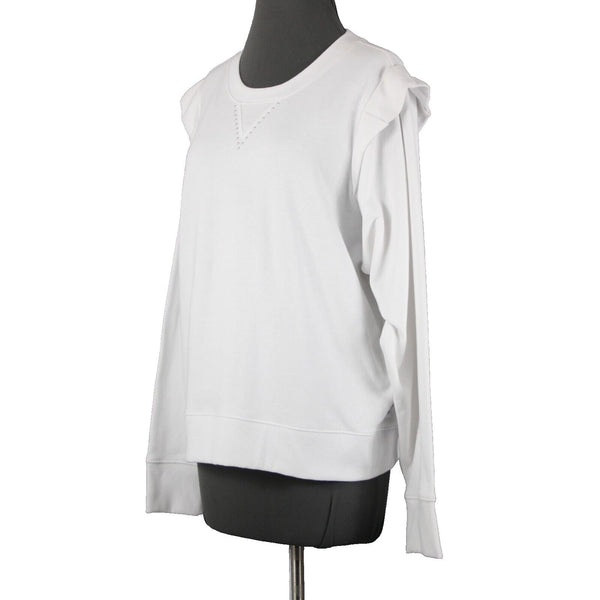 DKNY Jeans NEW $79 Sz XL White Studded Long Sleeve Cotton Poly Spandex Sweater