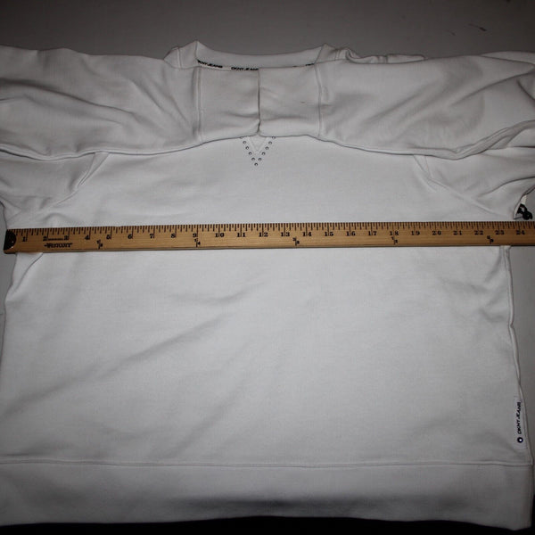 DKNY Jeans NEW $79 Sz XL White Studded Long Sleeve Cotton Poly Spandex Sweater